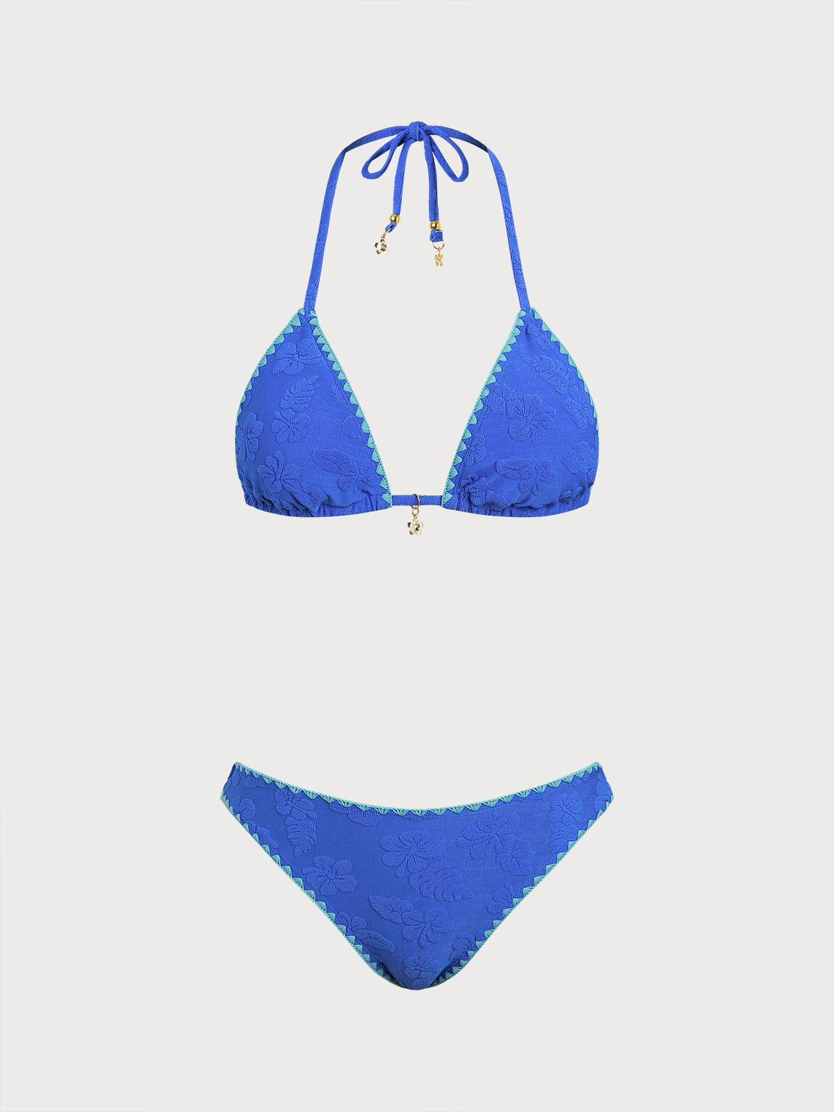 Set Bikini Azul Floral en Contraste