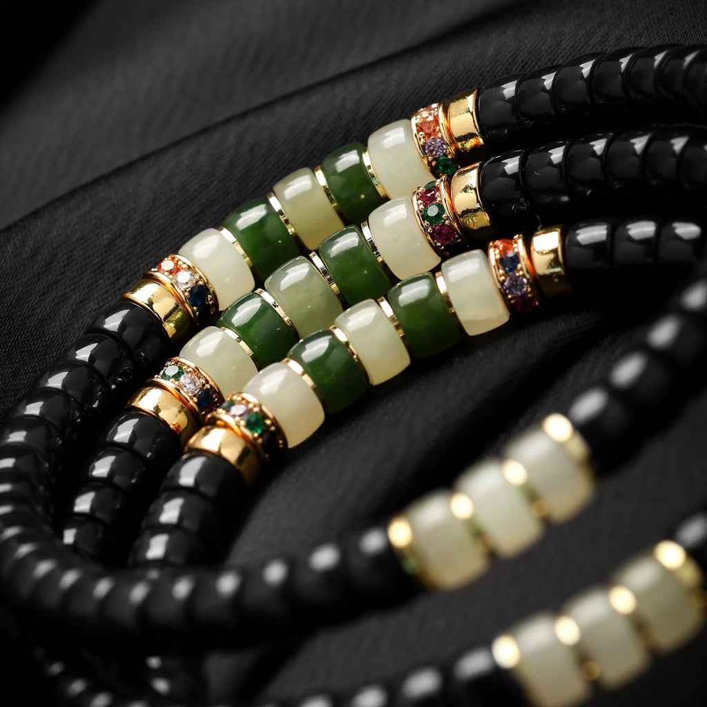 JADENOVA | PULSERA DE PEDICELO DE COCO CON ACENTOS DE JADE