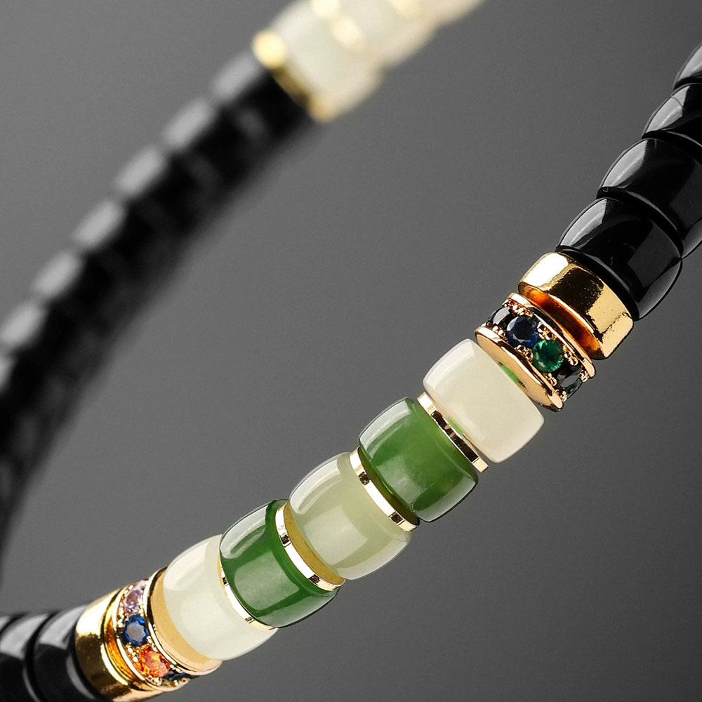 JADENOVA | PULSERA DE PEDICELO DE COCO CON ACENTOS DE JADE