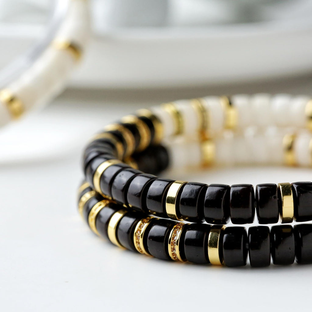 KARMANE | PULSERA BODHI NATURAL BLANCO Y NEGRO