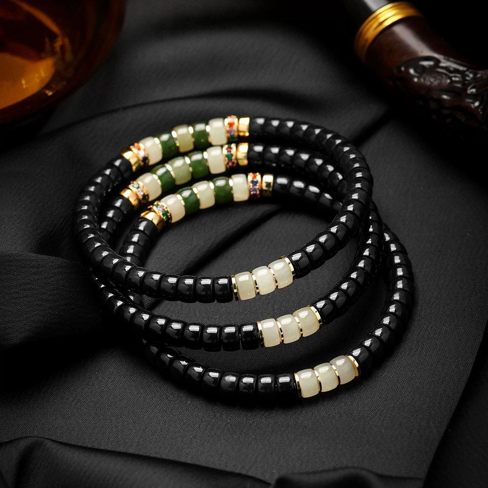 JADENOVA | PULSERA DE PEDICELO DE COCO CON ACENTOS DE JADE