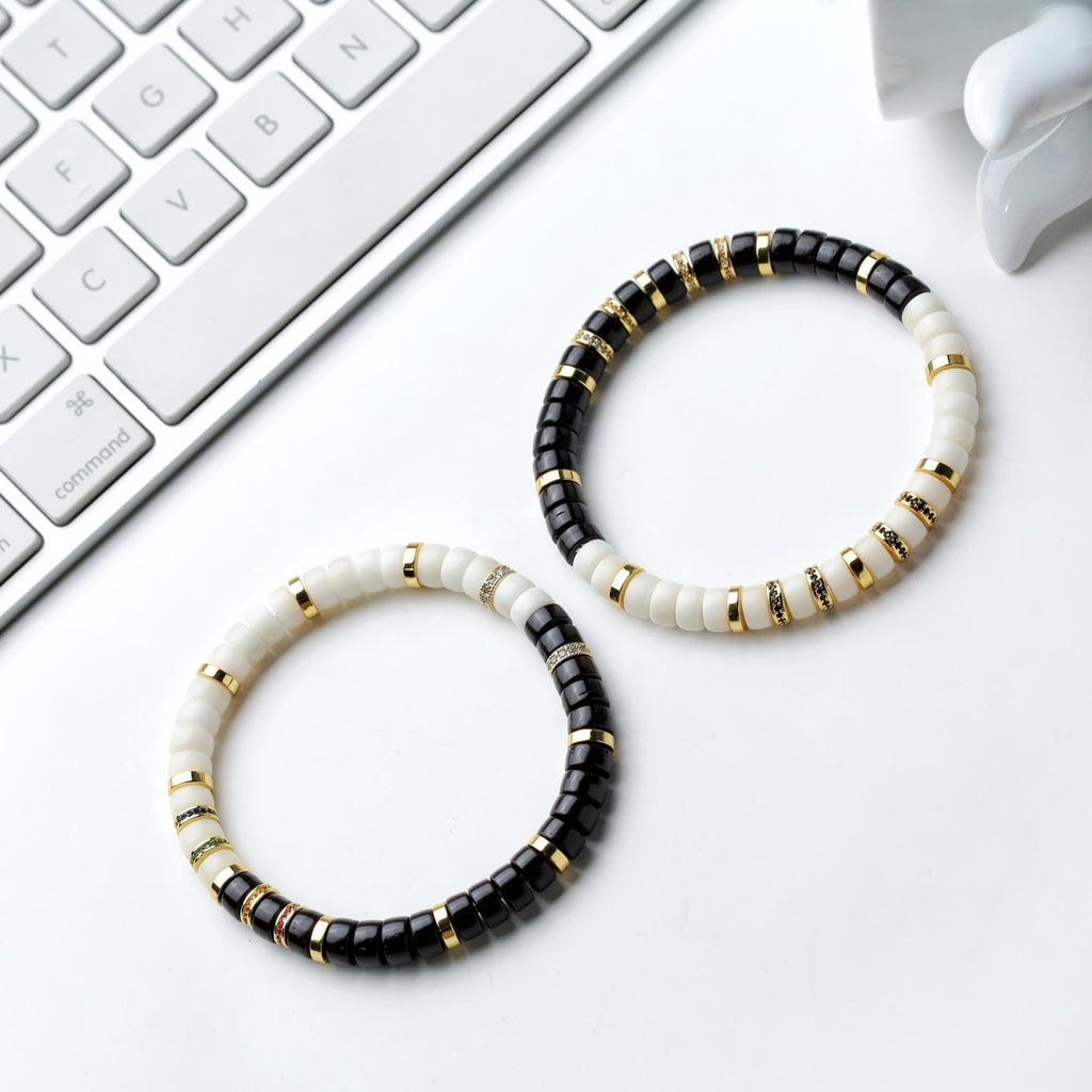 KARMANE | PULSERA BODHI NATURAL BLANCO Y NEGRO
