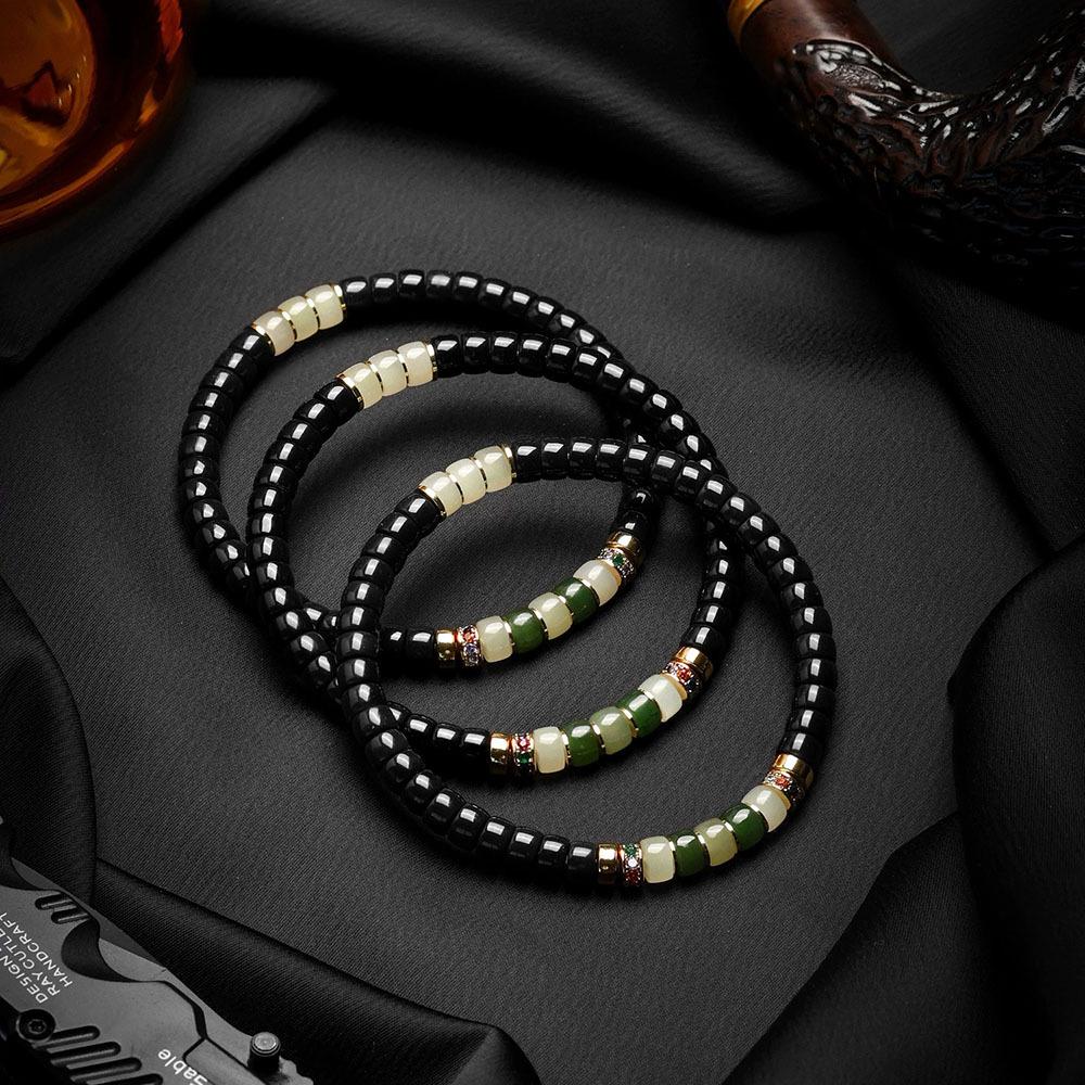 JADENOVA | PULSERA DE PEDICELO DE COCO CON ACENTOS DE JADE
