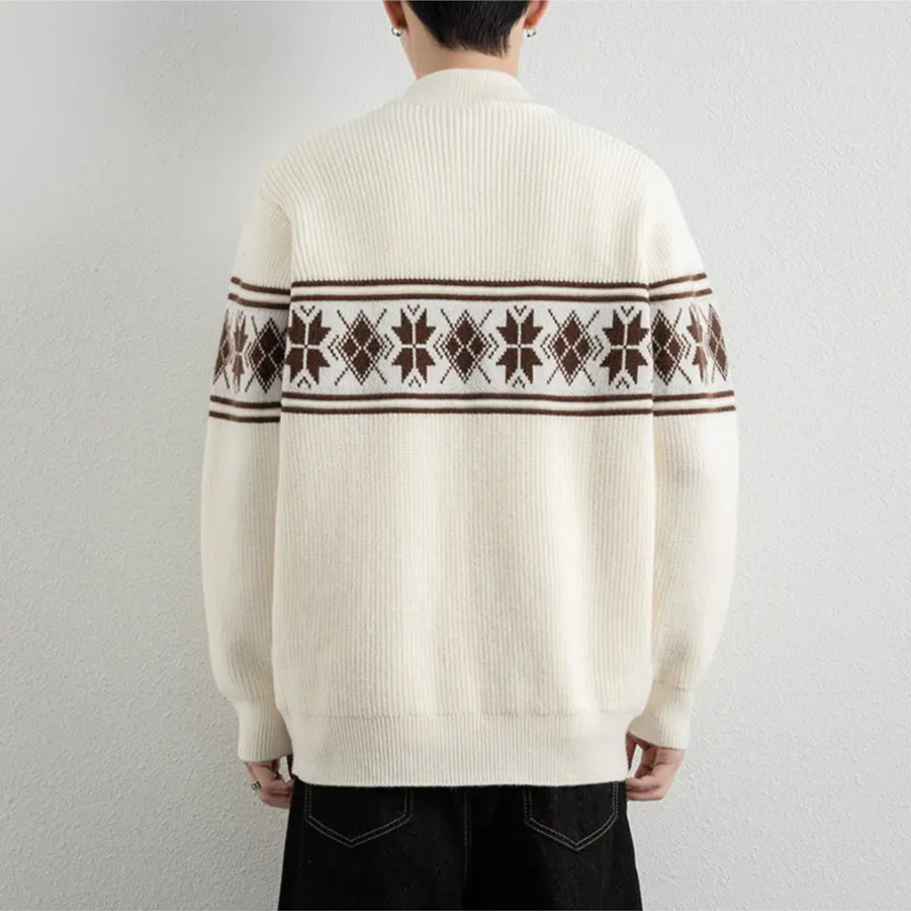 FJORDELLE | CARDIGAN DE PUNTO NORDICO CON CREMALLERA
