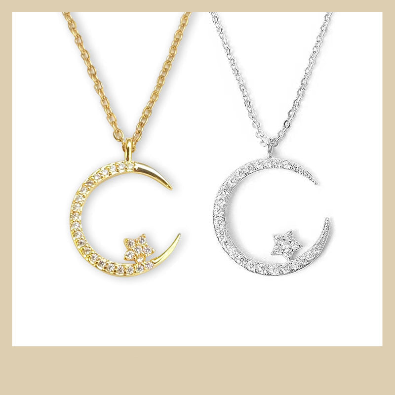Collar con colgante de luna y estrella