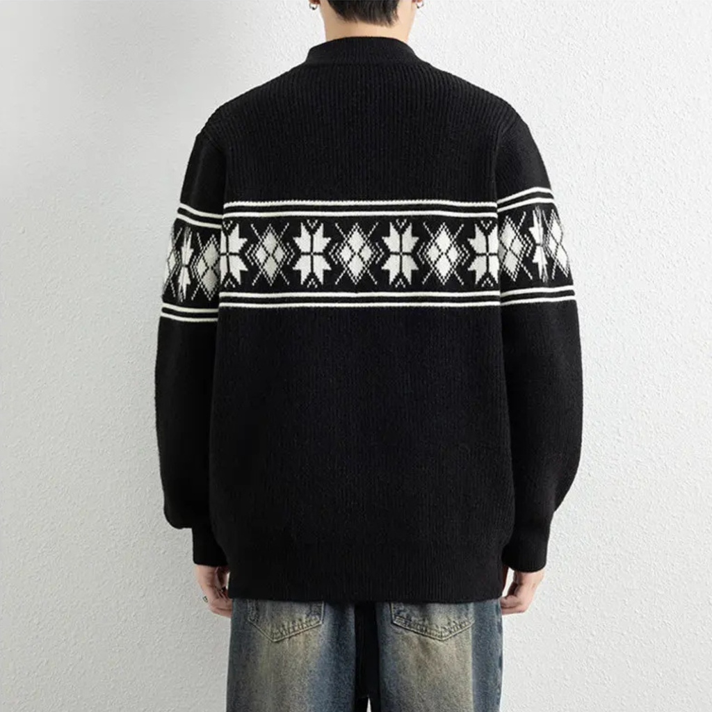 FJORDELLE | CARDIGAN DE PUNTO NORDICO CON CREMALLERA