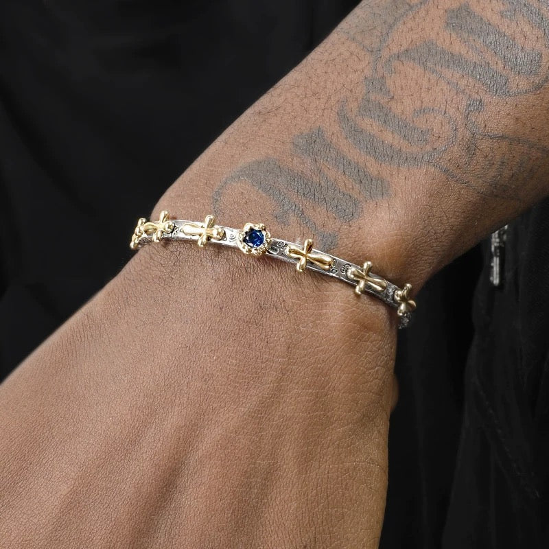 RELIQUAIRE | PULSERA VINTAGE DE CRUZ EN PLATA 925
