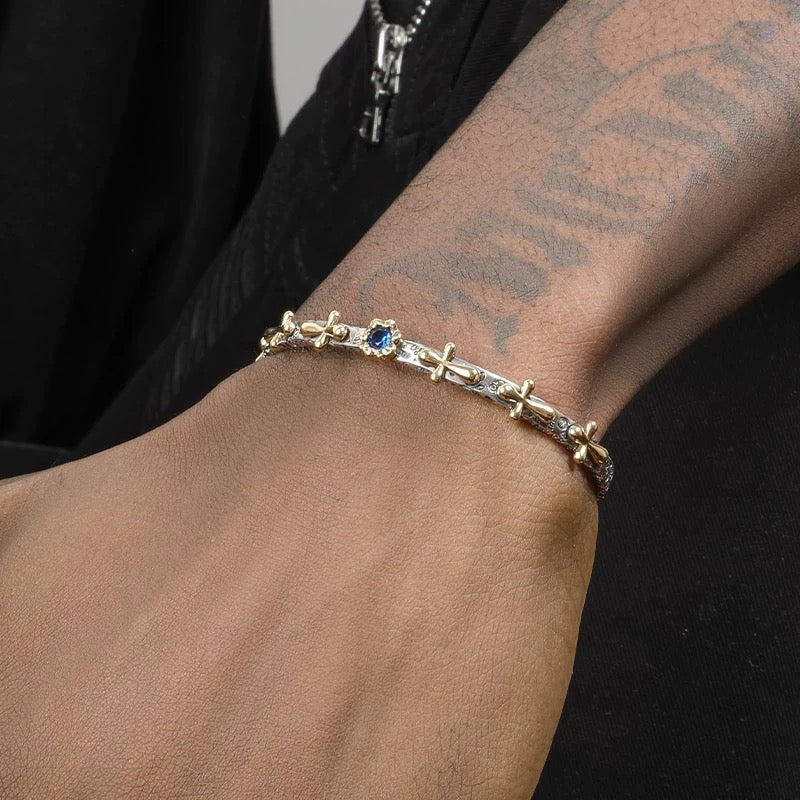 RELIQUAIRE | PULSERA VINTAGE DE CRUZ EN PLATA 925