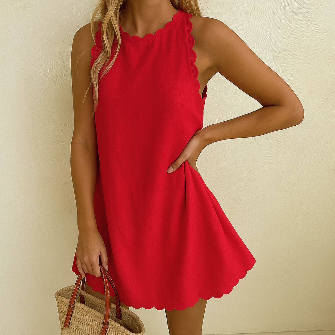 Vestido elegante con dobladillo ondulado