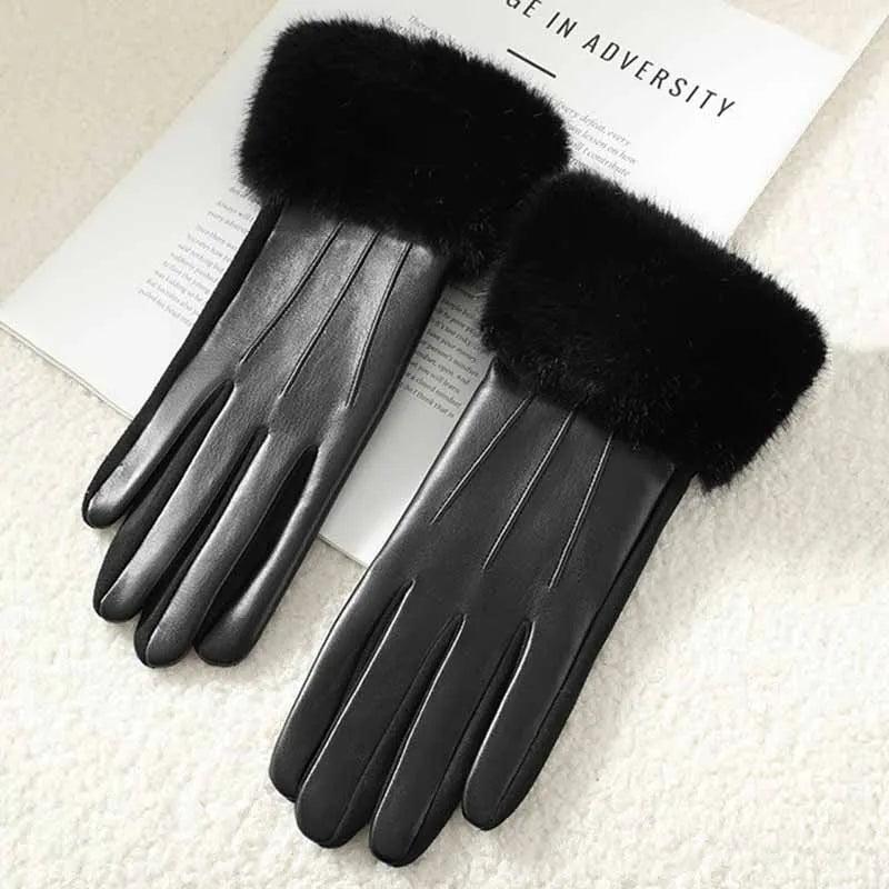 POIGNETFOURRE | GUANTES CON PUÑO DE PIEL SINTETICA