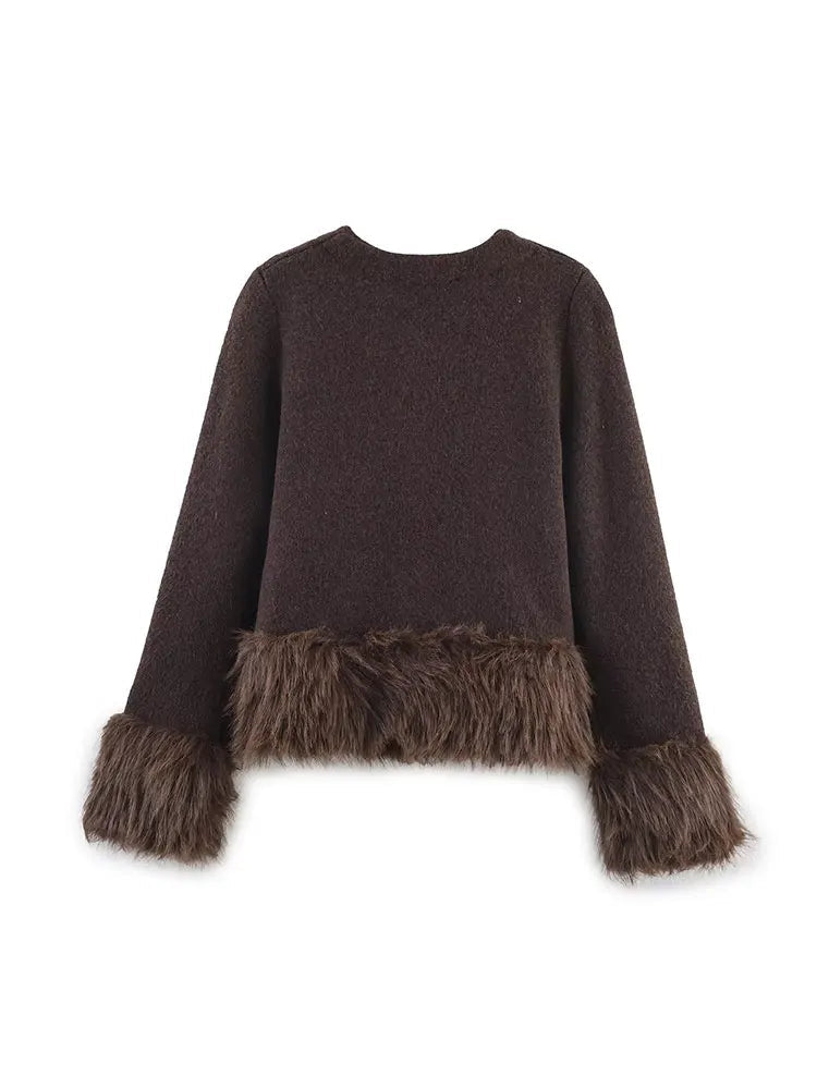 GARNITURFUR | CHAQUETA CON RIBETE DE PIEL