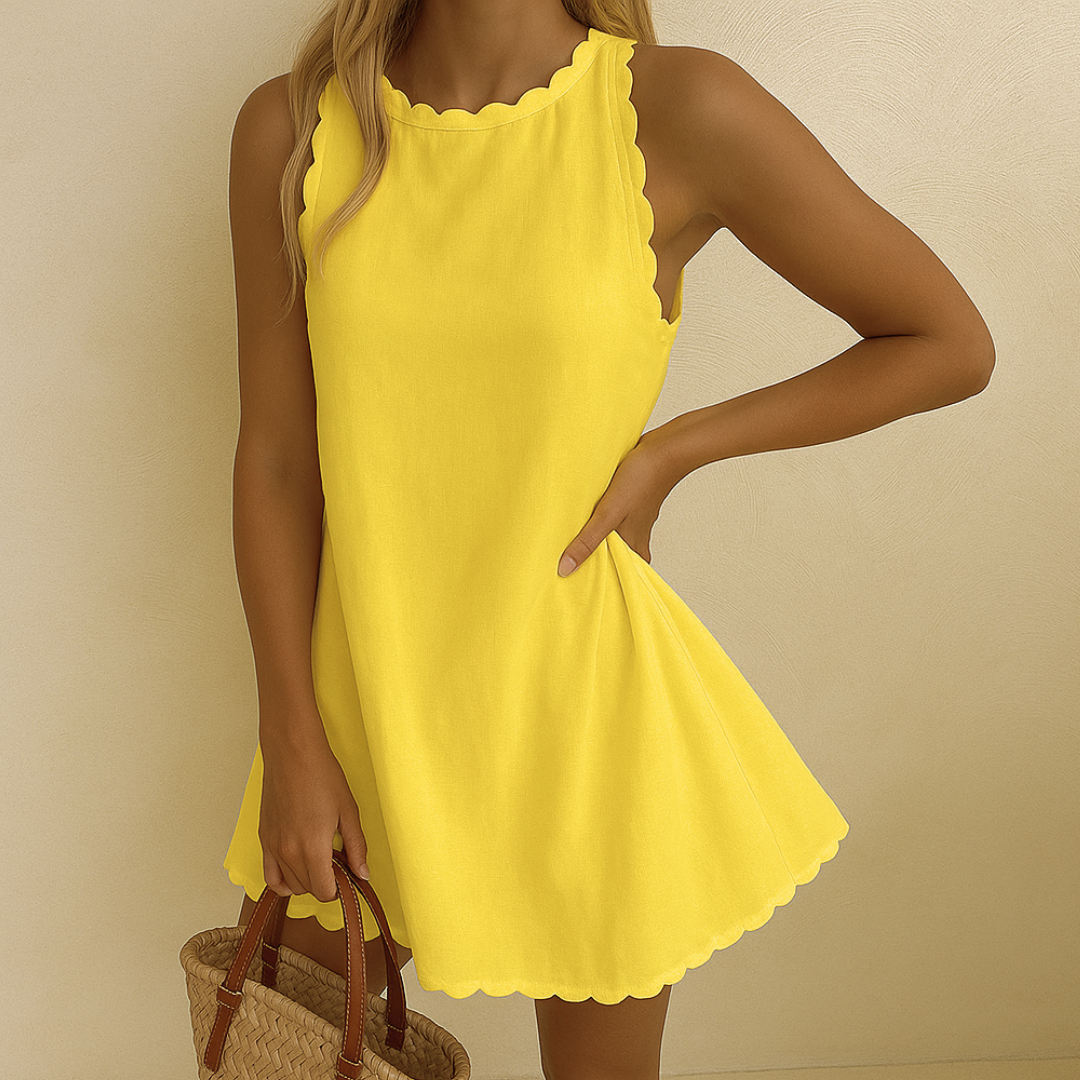 Vestido elegante con dobladillo ondulado