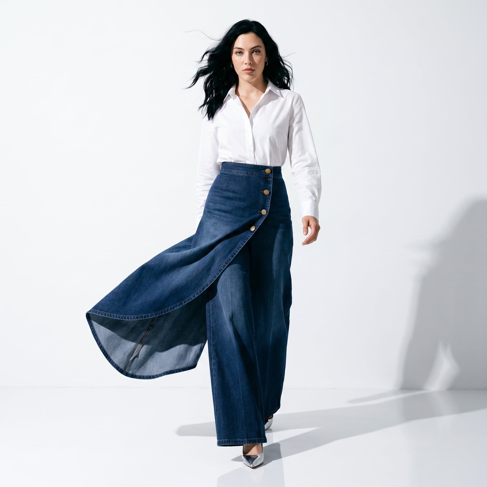 Falda-pantalón asimétrica de denim: con diseño cruzado, cómoda y moderna para el día a día