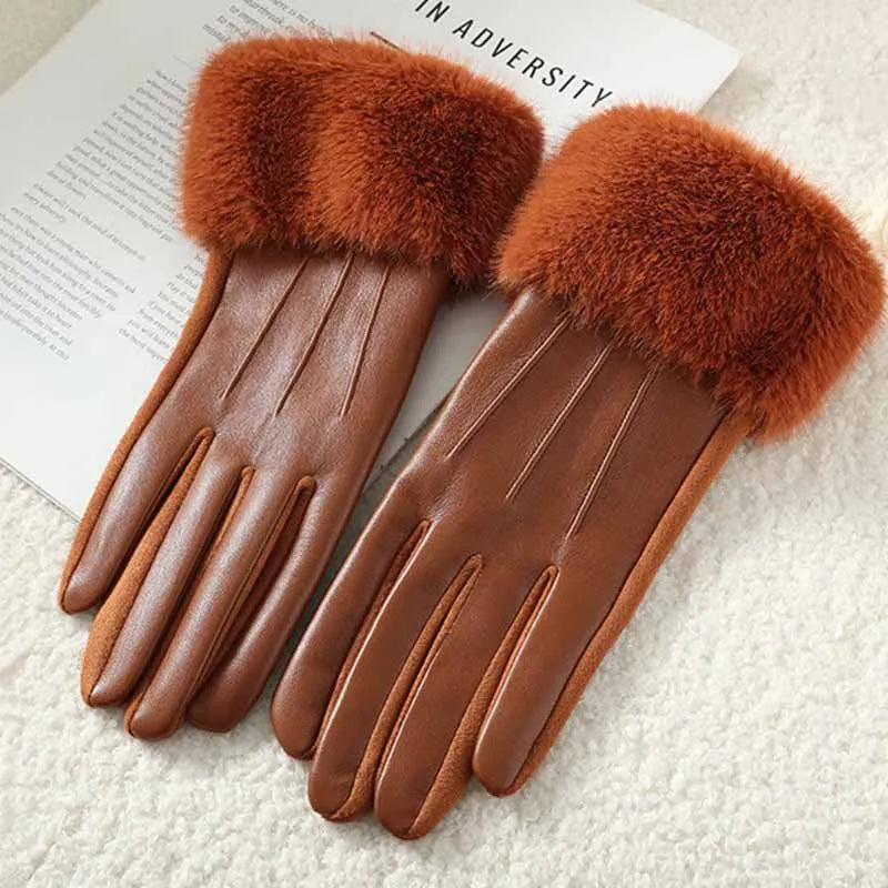 POIGNETFOURRE | GUANTES CON PUÑO DE PIEL SINTETICA