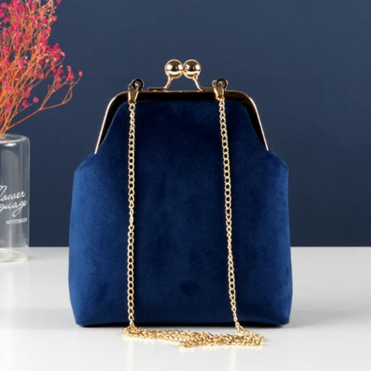 DUCHESSINE | CLUTCH DE TERCIOPELO CON CIERRE KISS-LOCK