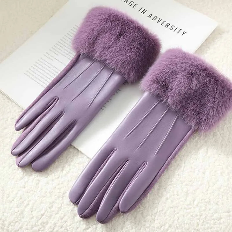 POIGNETFOURRE | GUANTES CON PUÑO DE PIEL SINTETICA
