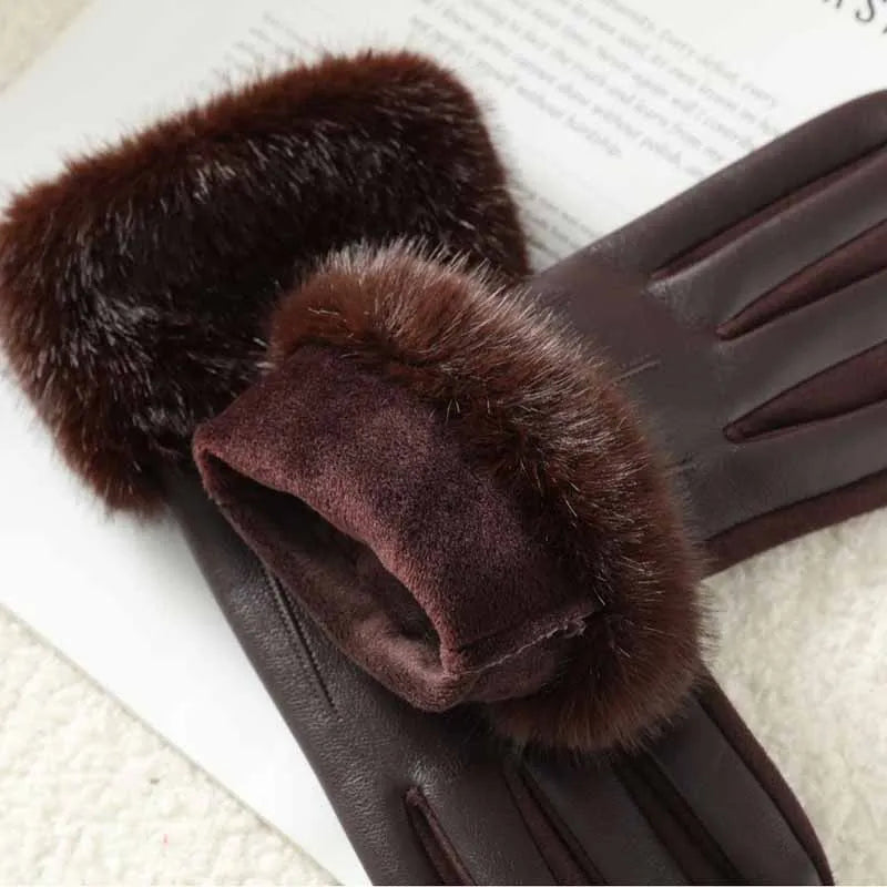 POIGNETFOURRE | GUANTES CON PUÑO DE PIEL SINTETICA