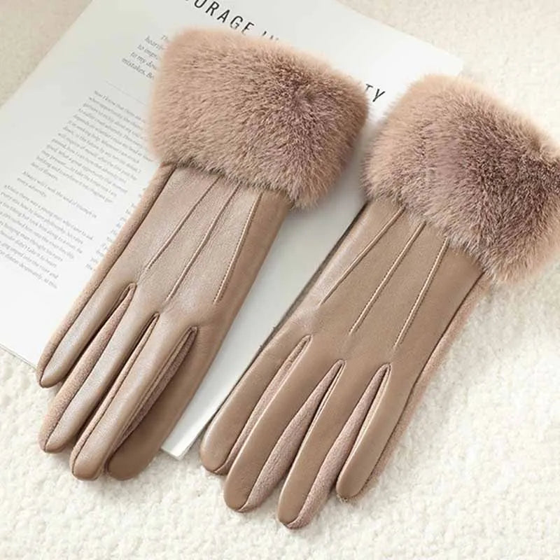 POIGNETFOURRE | GUANTES CON PUÑO DE PIEL SINTETICA