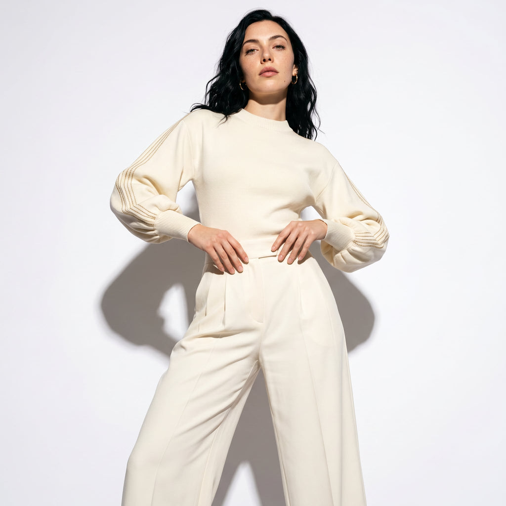Conjunto de pantalón de pierna ancha suave al tacto