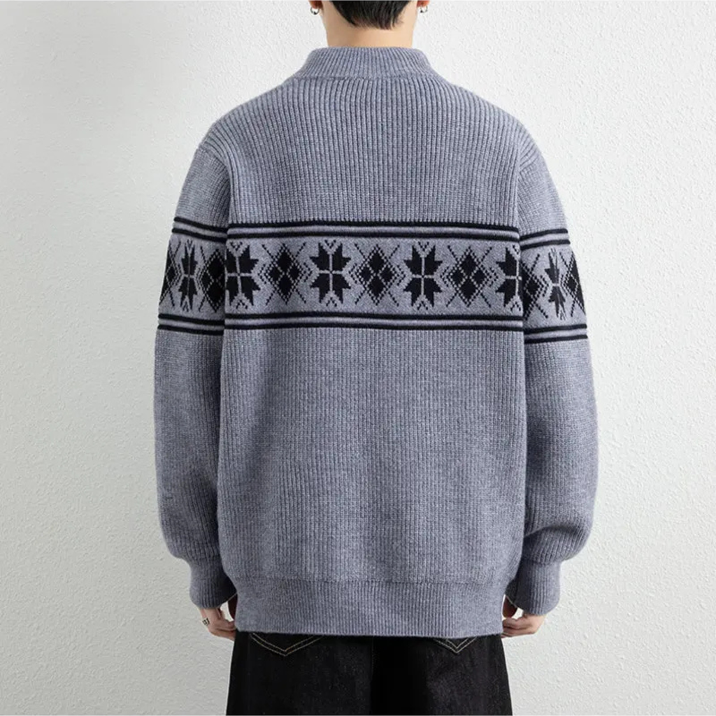 FJORDELLE | CARDIGAN DE PUNTO NORDICO CON CREMALLERA