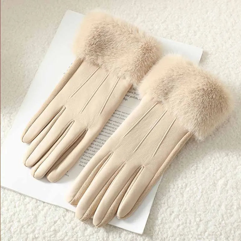 POIGNETFOURRE | GUANTES CON PUÑO DE PIEL SINTETICA