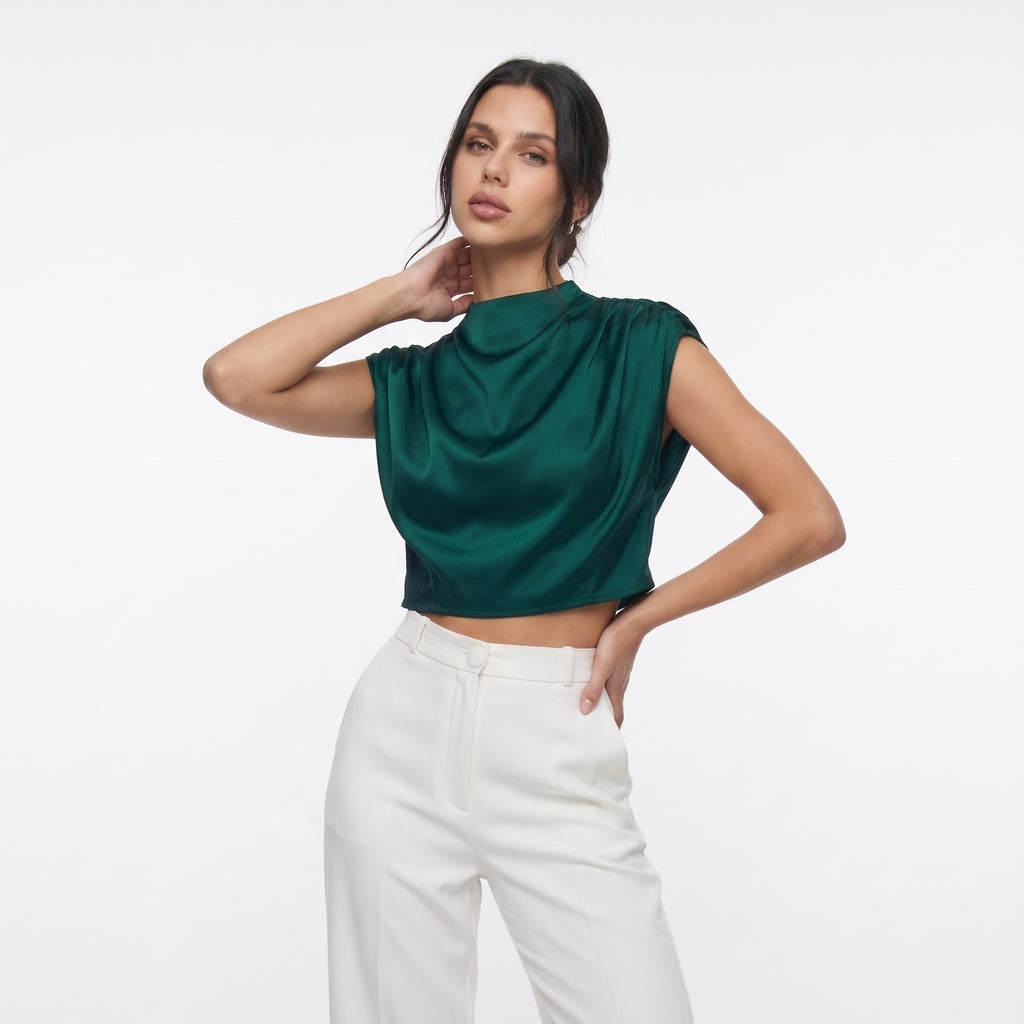 DRAPESOIE | BLUSA DE SATEN DRAPEADA