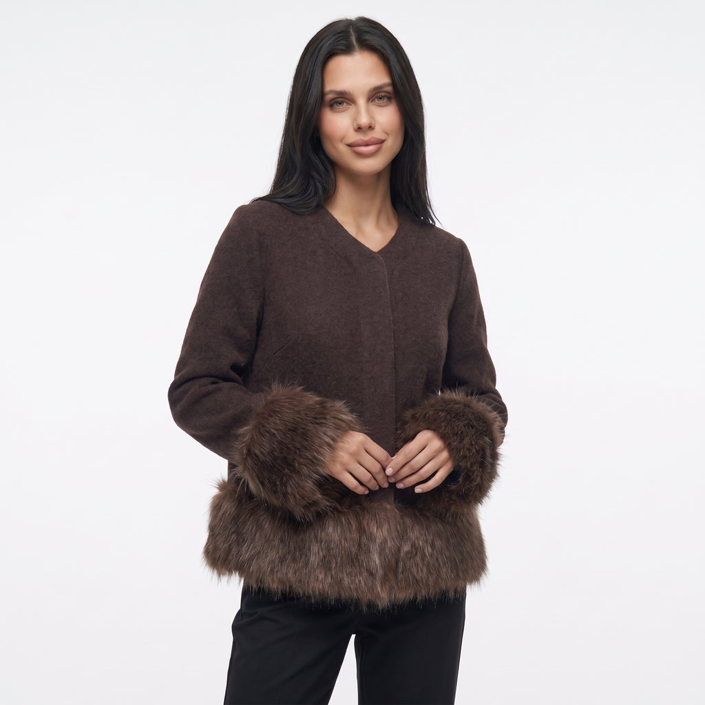 GARNITURFUR | CHAQUETA CON RIBETE DE PIEL