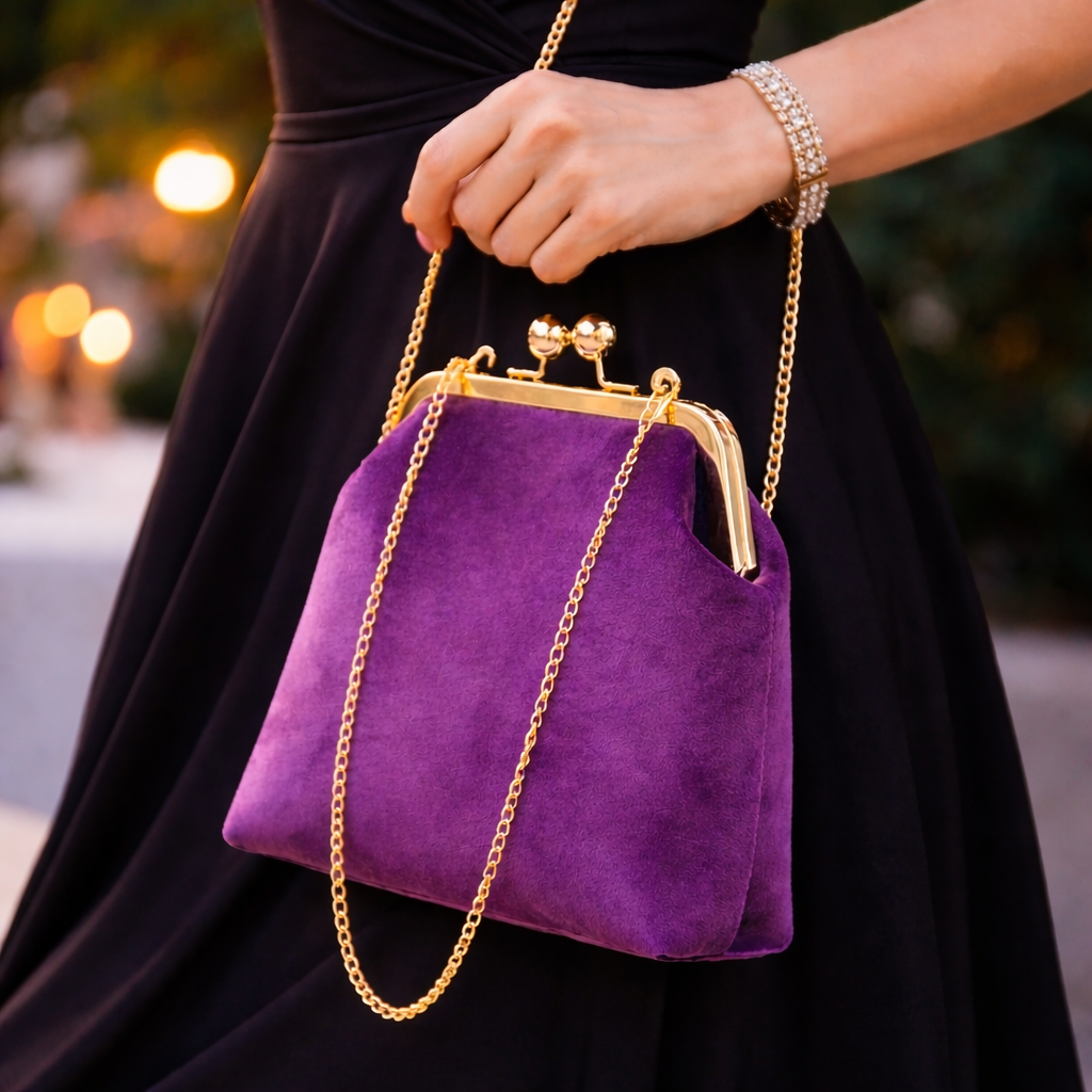 DUCHESSINE | CLUTCH DE TERCIOPELO CON CIERRE KISS-LOCK