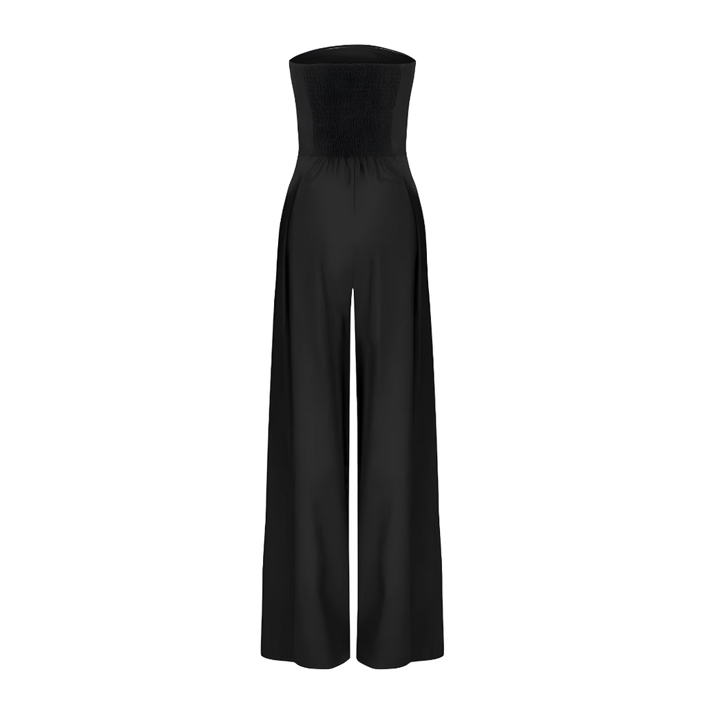 Mono strapless sofisticado con corte fluido
