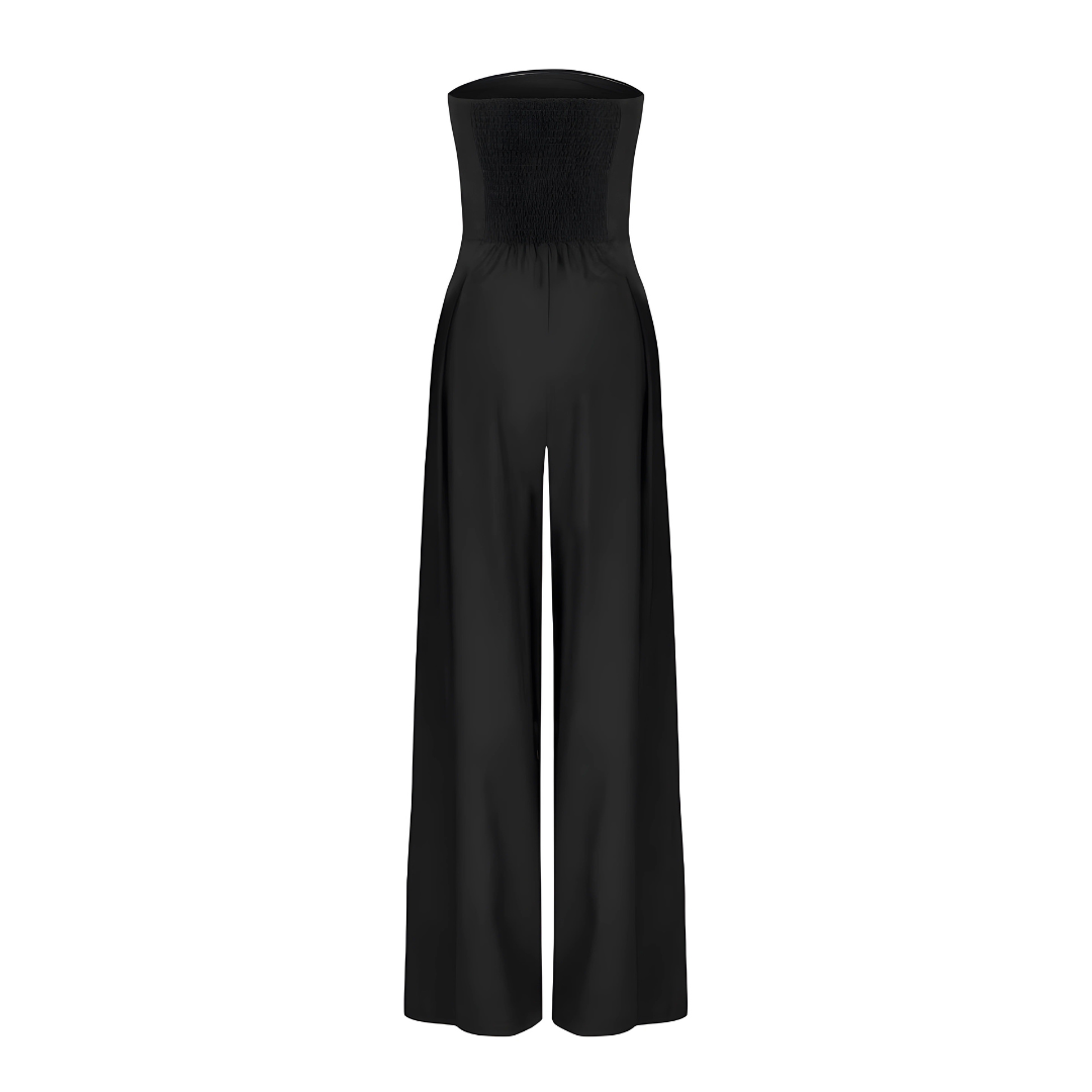 Mono strapless sofisticado con corte fluido