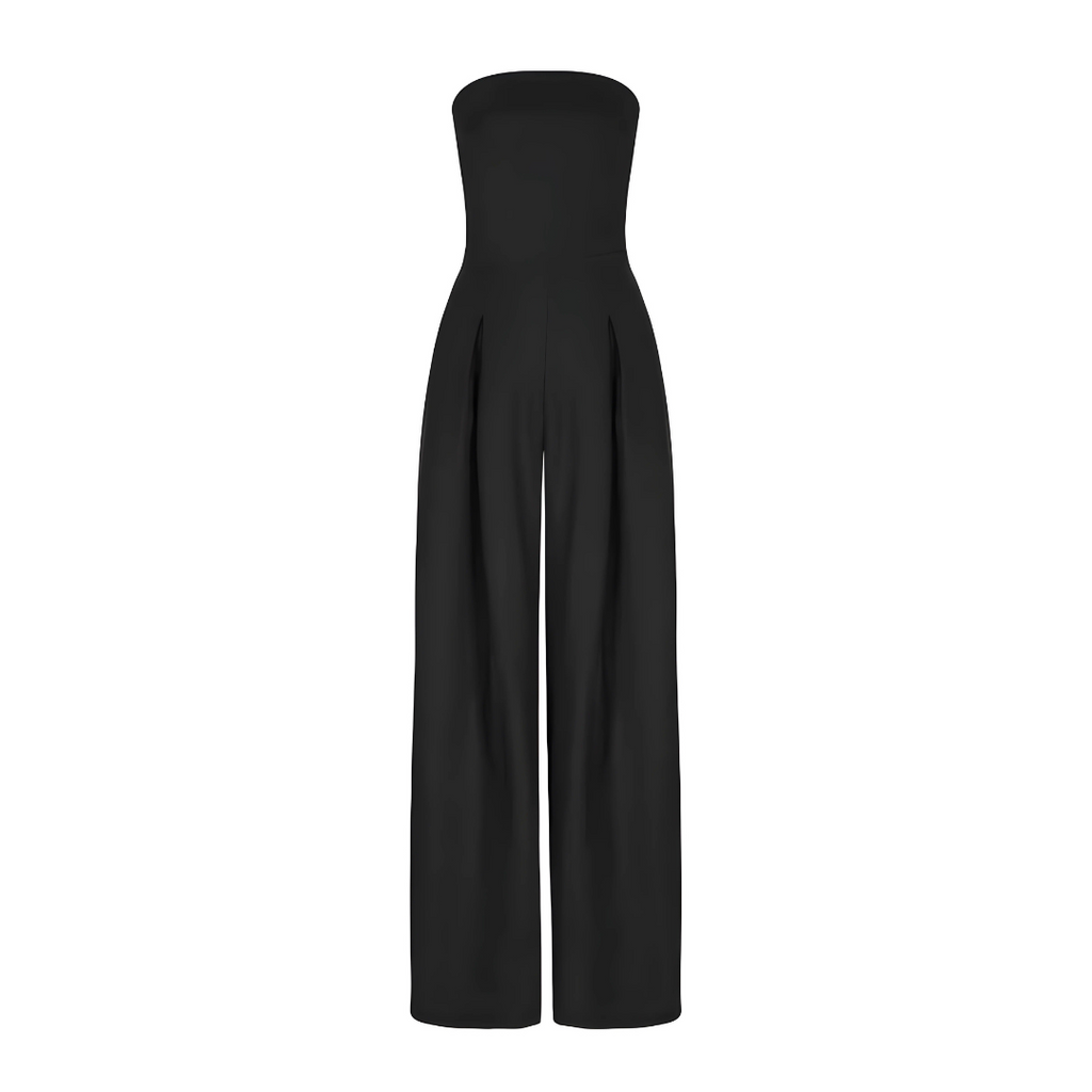 Mono strapless sofisticado con corte fluido