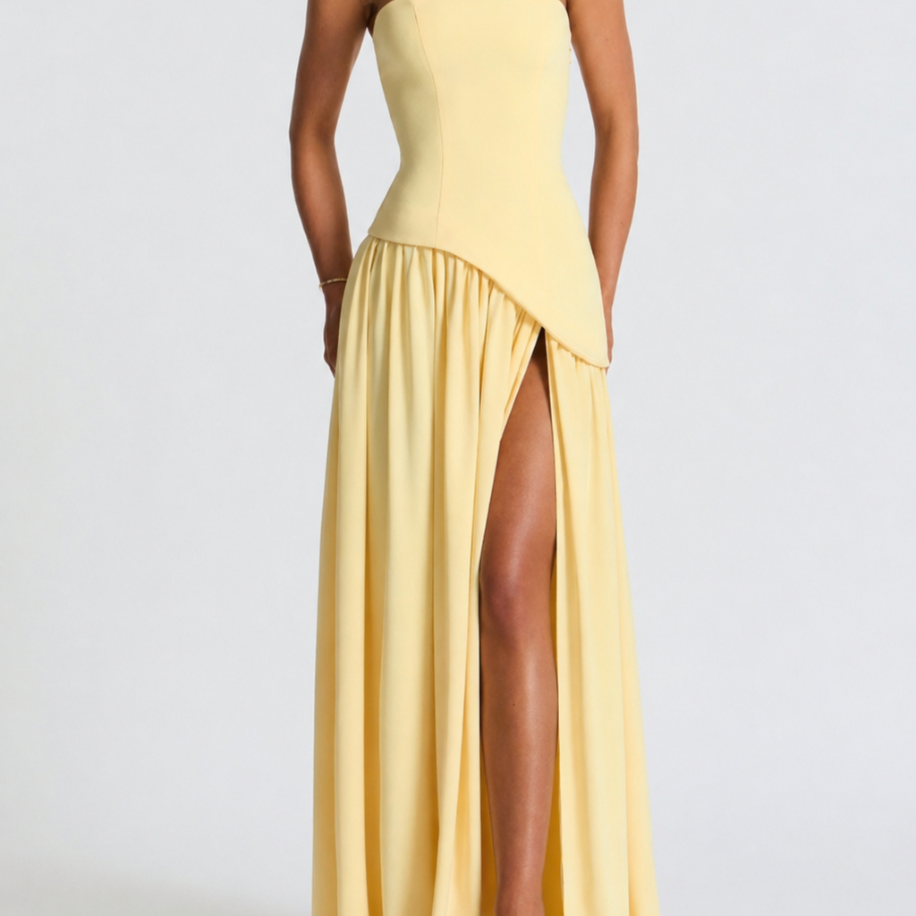 Vestido de noche elegante sin tirantes