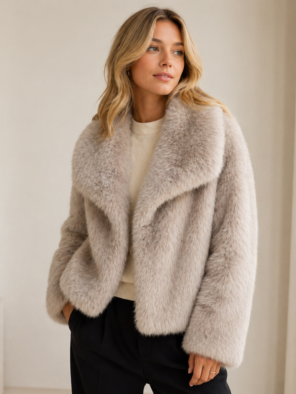 Chaqueta de pelo sintético elegante