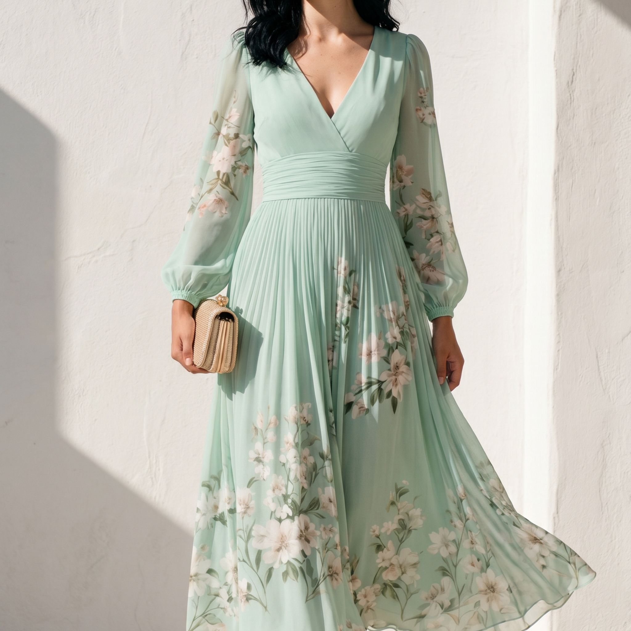 Altea | Vestido midi en verde salvia