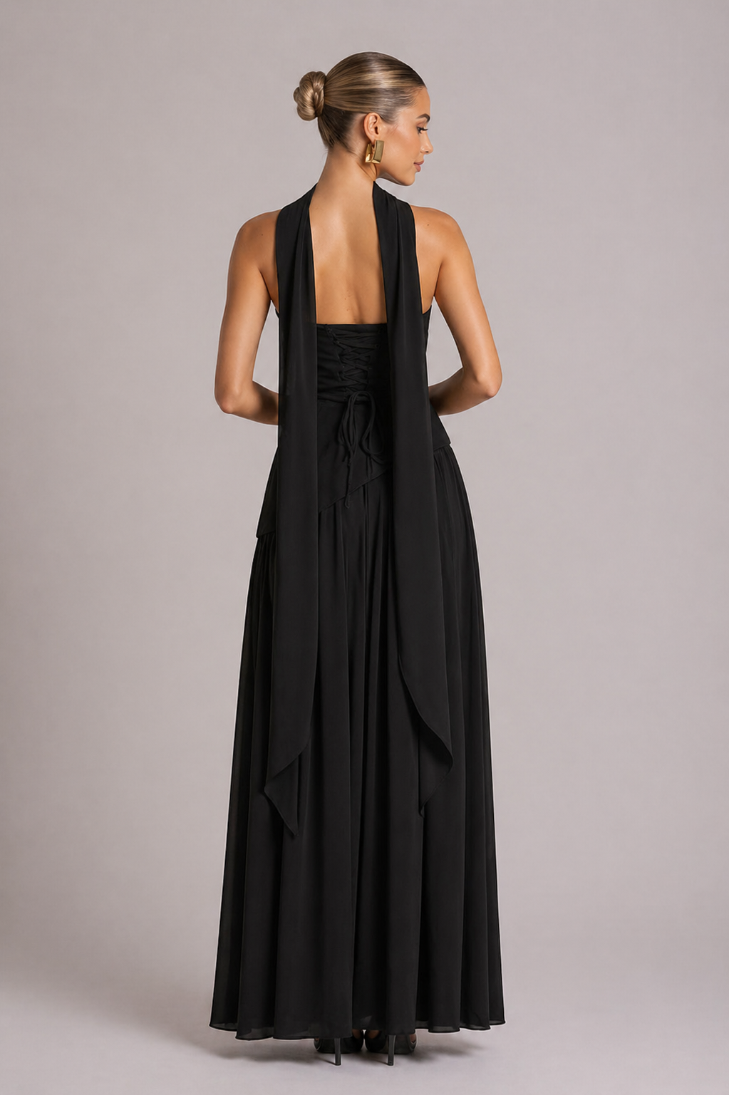 Vestido de noche elegante sin tirantes