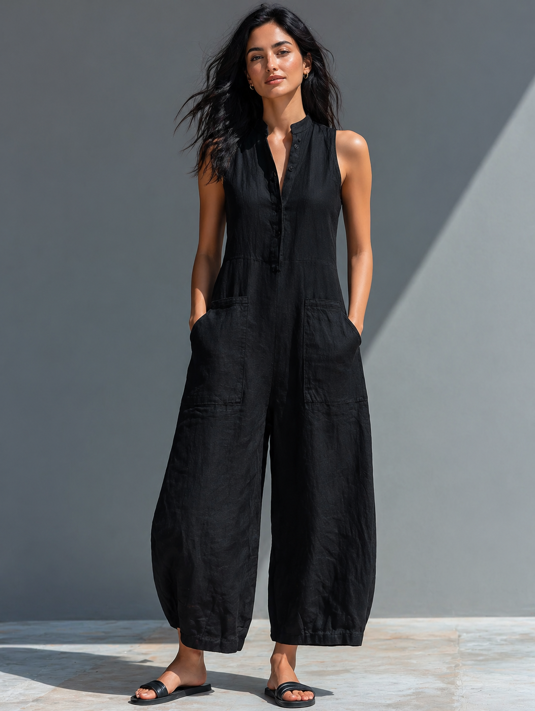 Jumpsuit de lino fluido