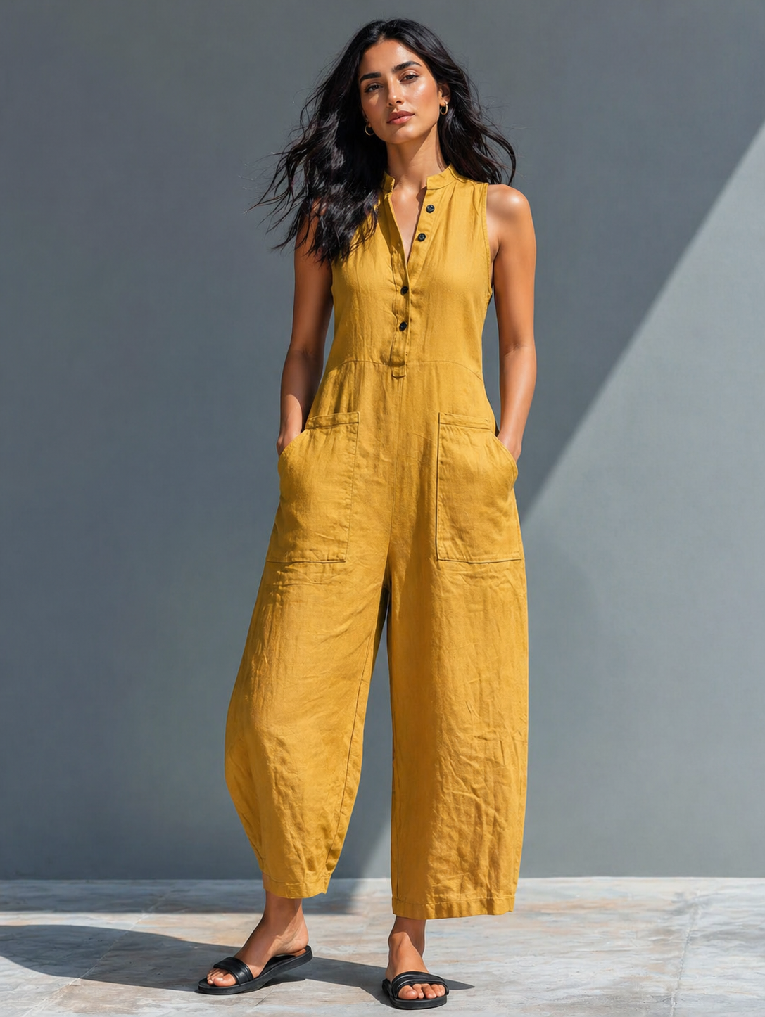 Jumpsuit de lino fluido