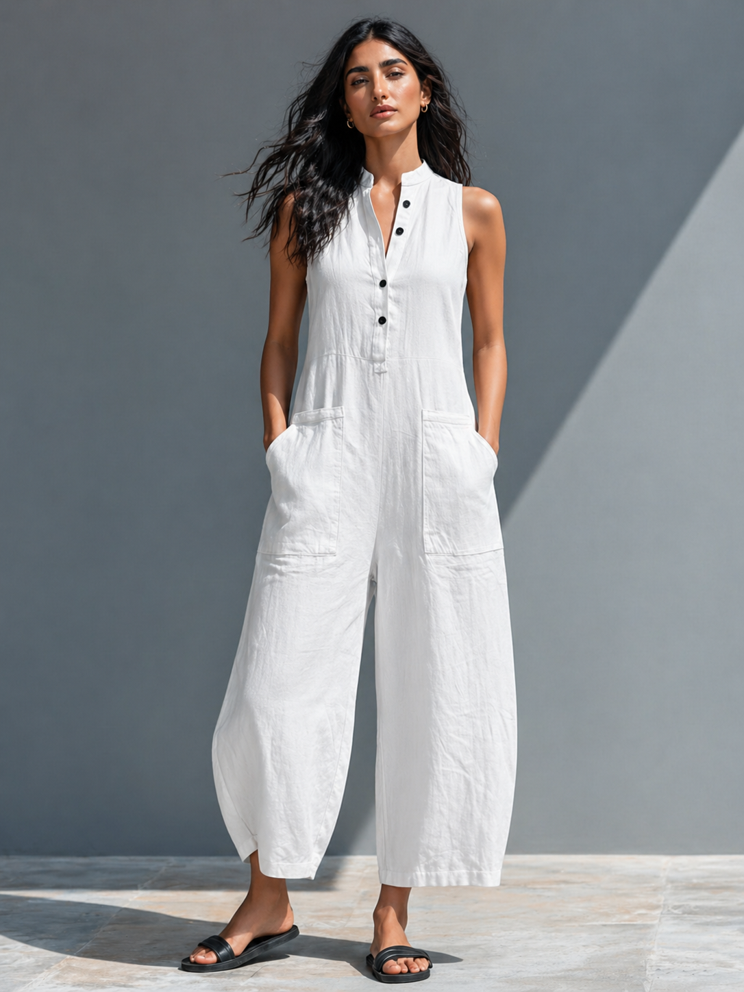 Jumpsuit de lino fluido