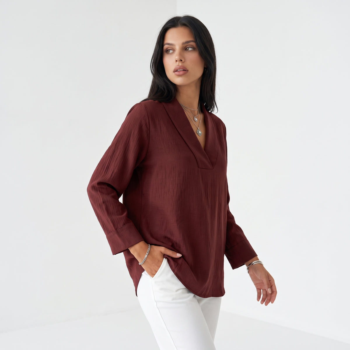 CHALINE | BLUSA CON CUELLO CHAL