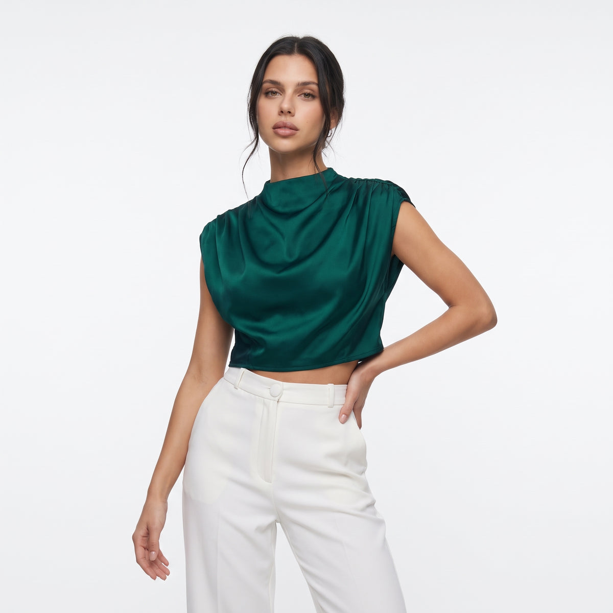 DRAPESOIE | BLUSA DE SATEN DRAPEADA