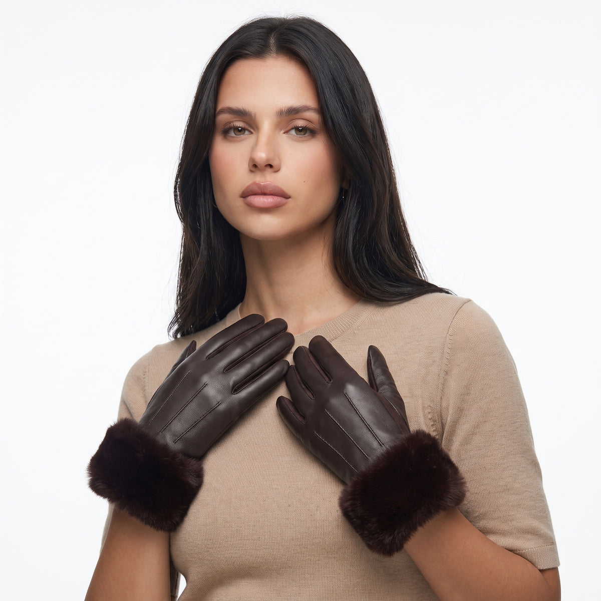 POIGNETFOURRE | GUANTES CON PUÑO DE PIEL SINTETICA