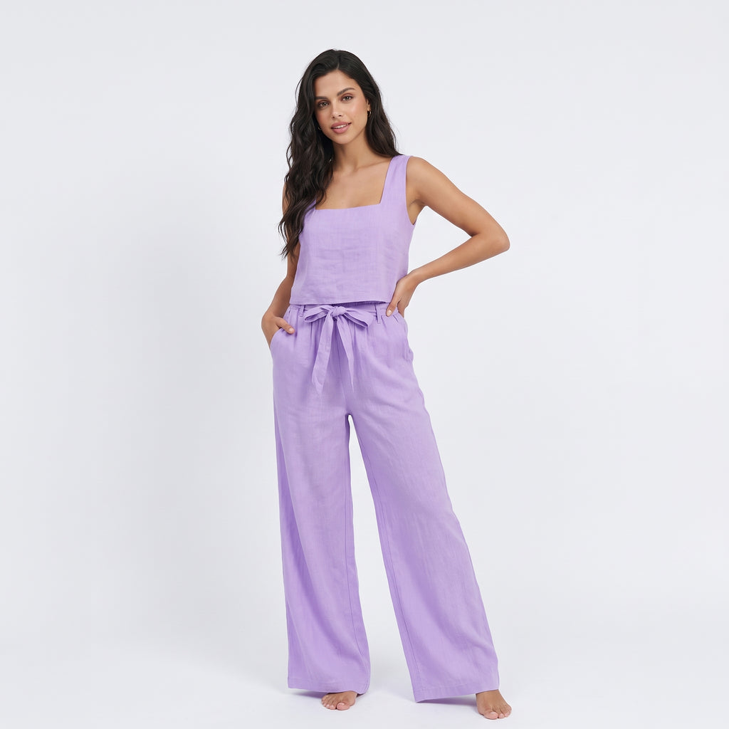 AUDRINE | CONJUNTO DE LINO CON BLUSA  Y PANTALON