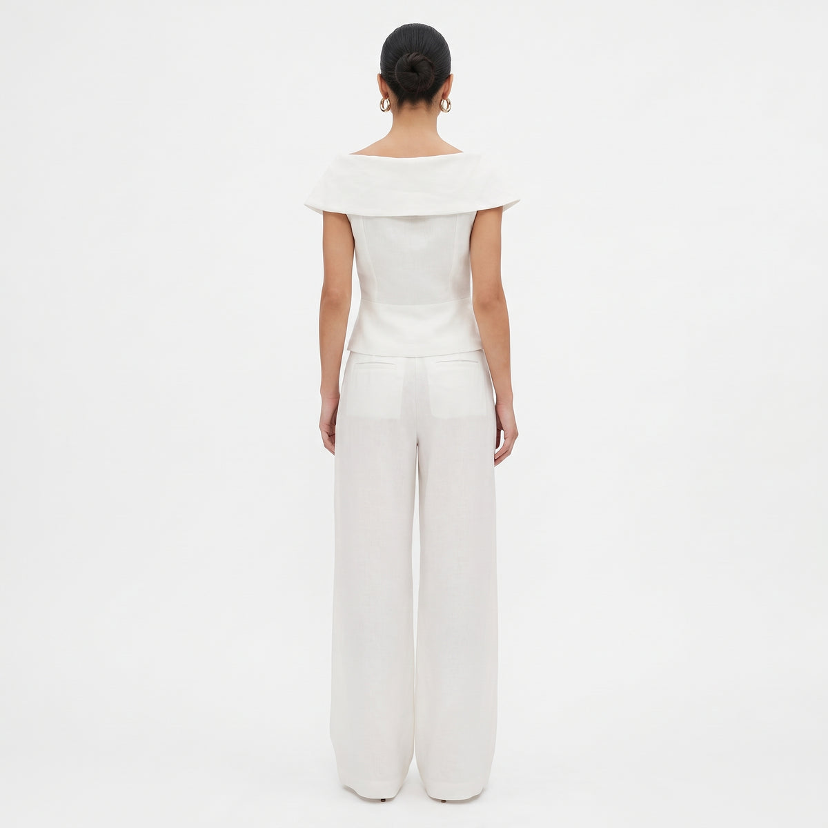 ANAELLE | CONJUNTO TOP ASIMETRICO Y PANTALON PALAZZO
