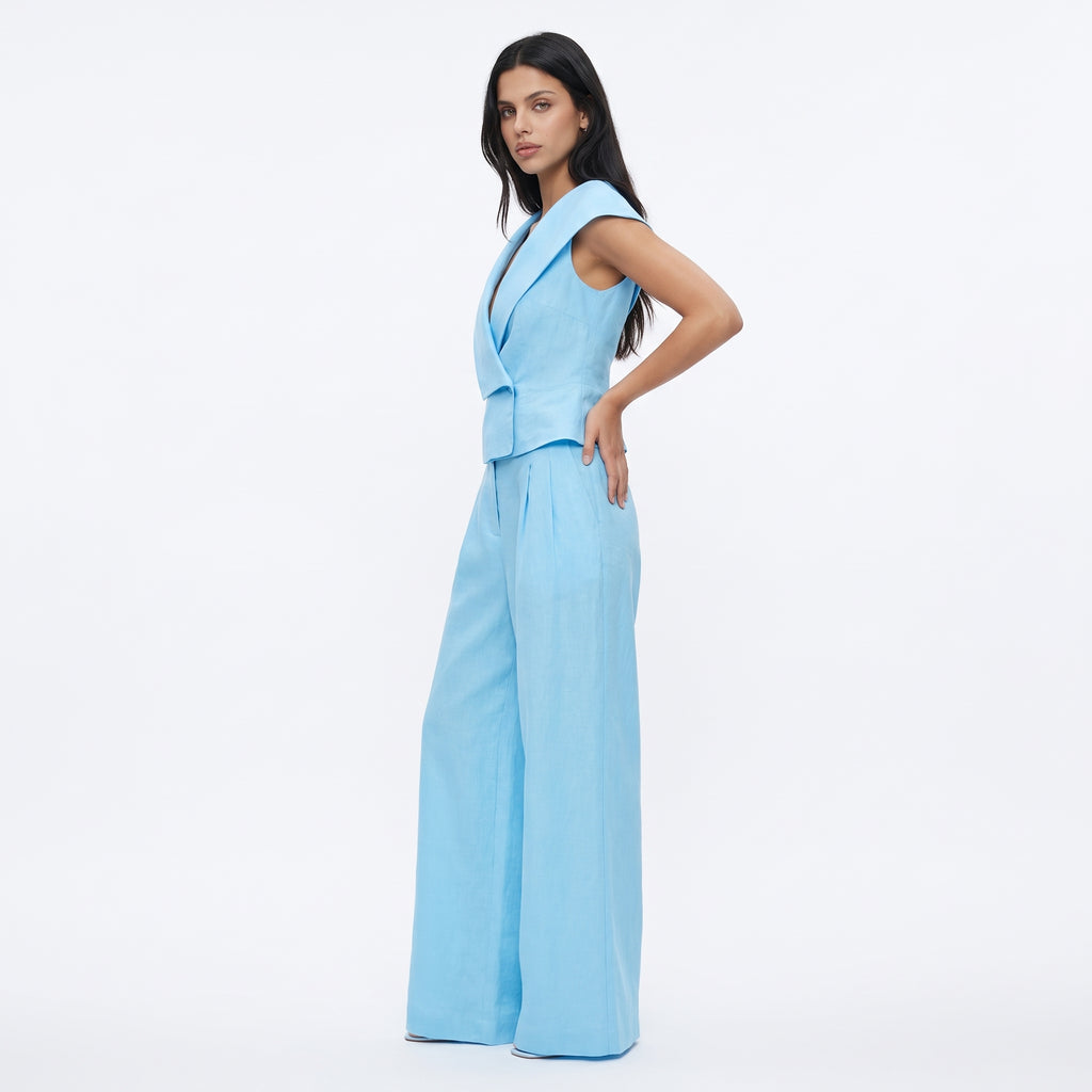 ANAELLE | CONJUNTO TOP ASIMETRICO Y PANTALON PALAZZO
