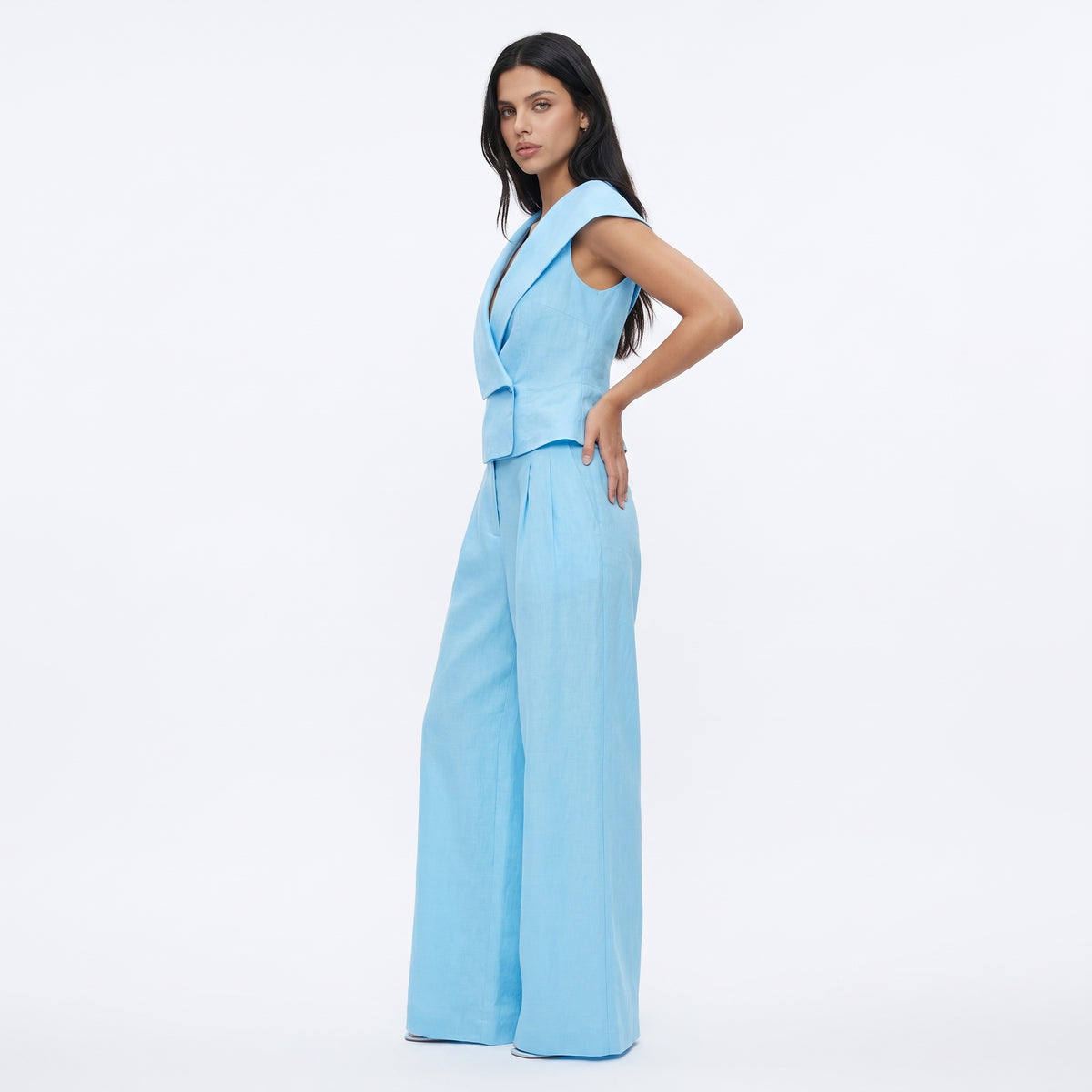 ANAELLE | CONJUNTO TOP ASIMETRICO Y PANTALON PALAZZO