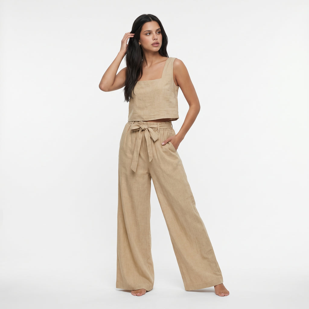AUDRINE | CONJUNTO DE LINO CON BLUSA  Y PANTALON