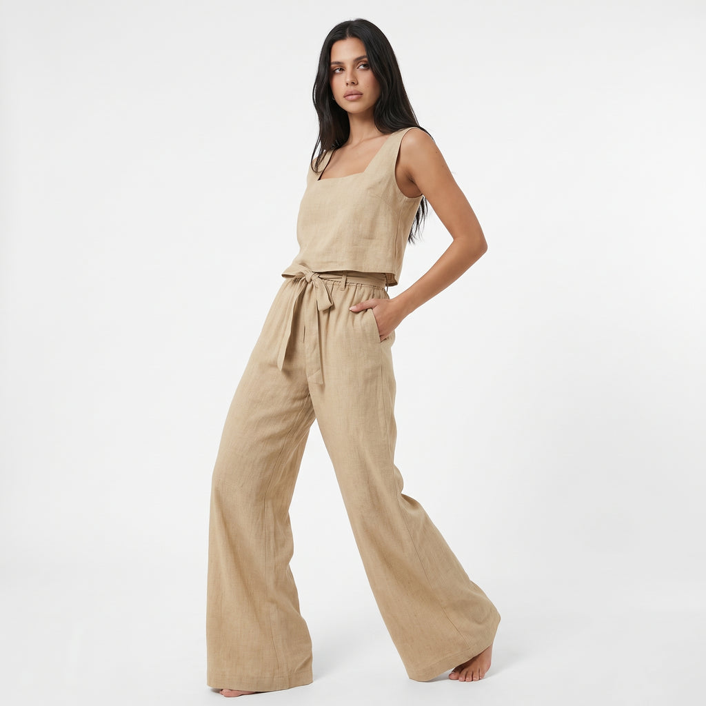 AUDRINE | CONJUNTO DE LINO CON BLUSA  Y PANTALON