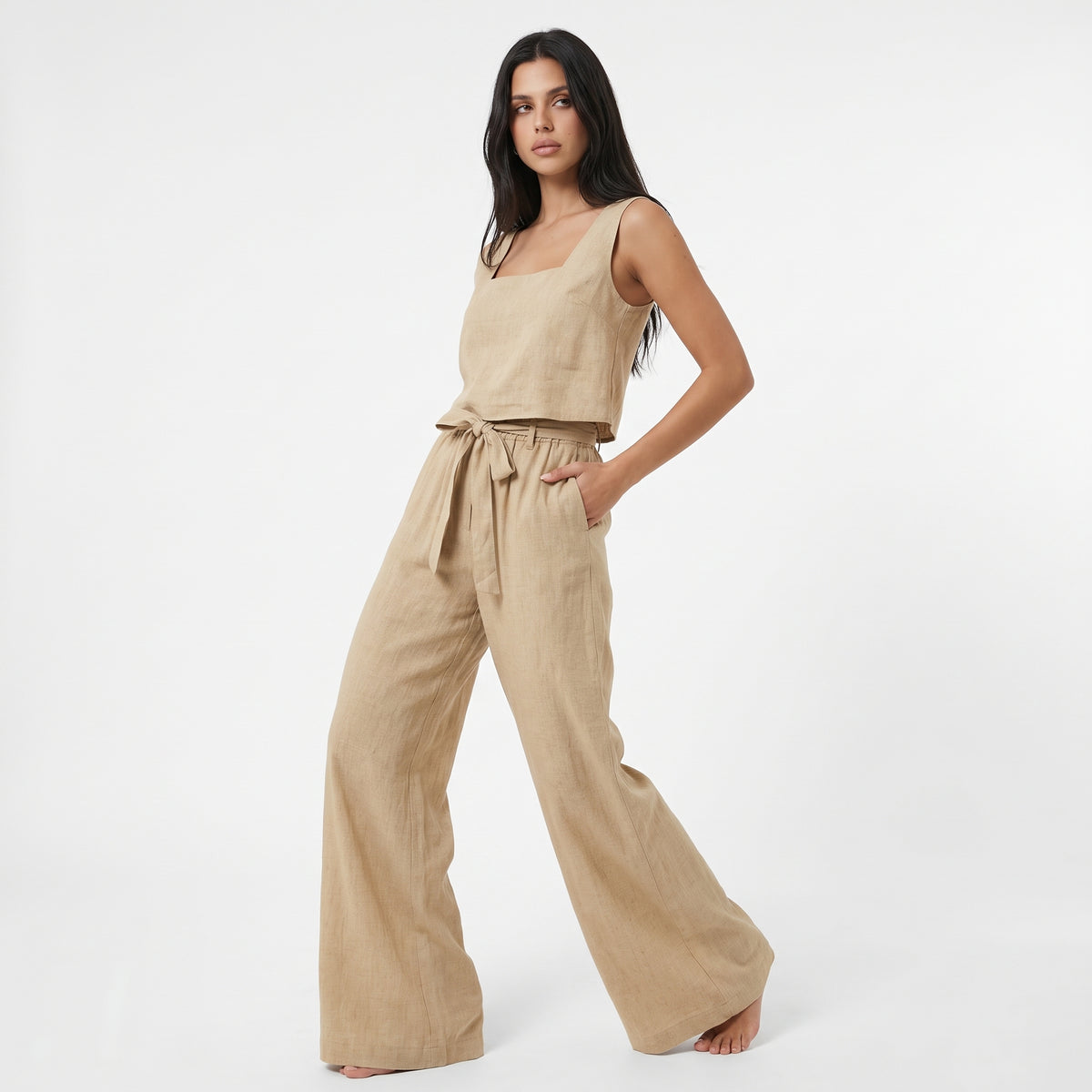 AUDRINE | CONJUNTO DE LINO CON BLUSA  Y PANTALON