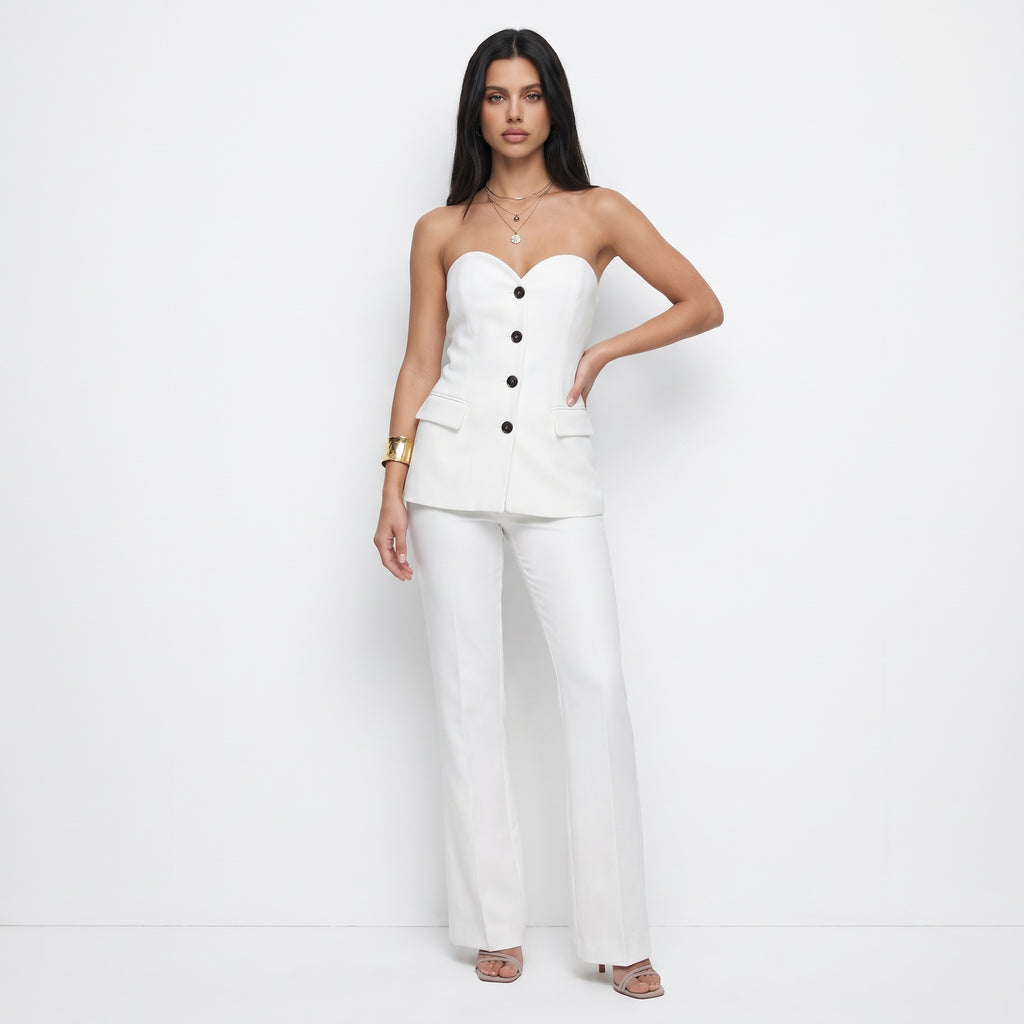 ISALINE | CONJUNTO SIN MANGAS Y PIERNA ANCHA