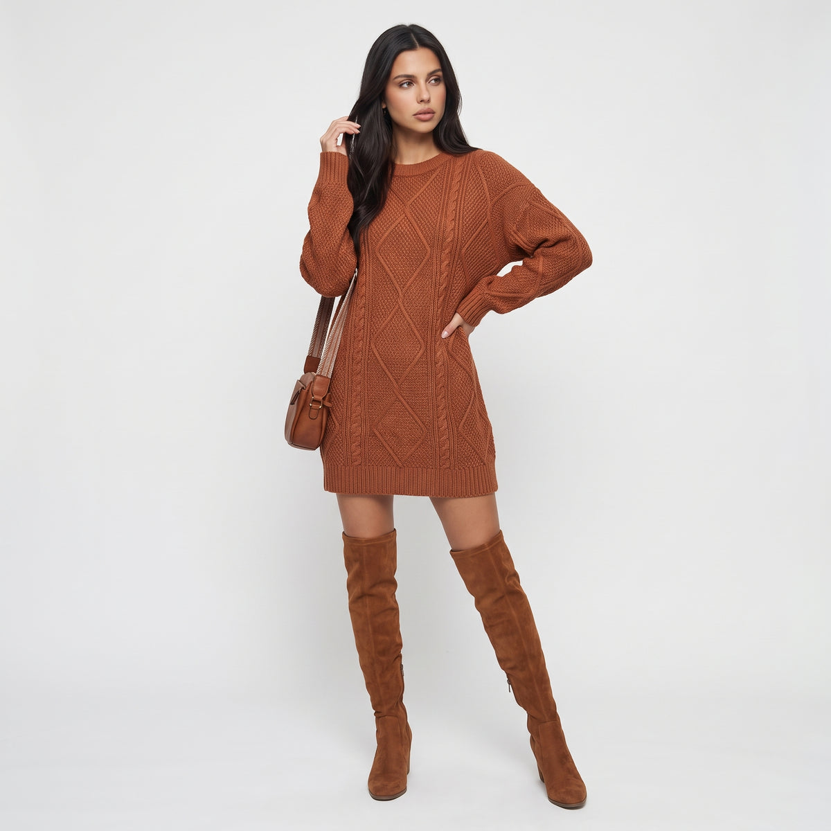 ENTRELACINE | VESTIDO SUETER DE PUNTO TRENZADO